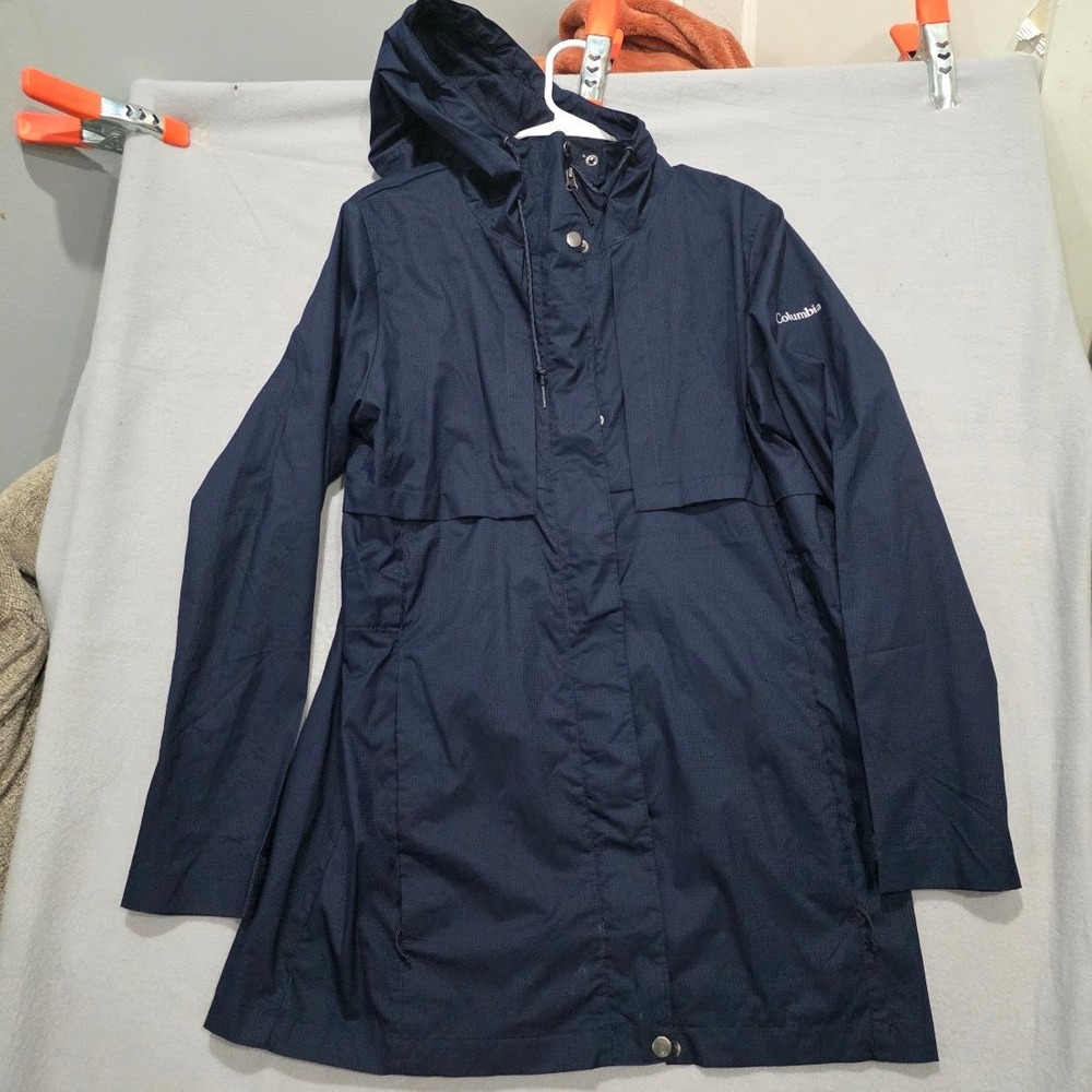 Columbia Navy Hooded Rain Jacket